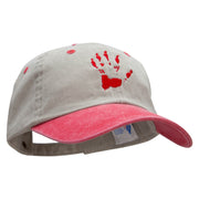 Monster Handprint Embroidered Pigment Dyed Wash Caps