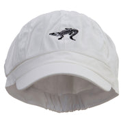 Alligator Silhouette Embroidered Cotton Elastic Newsboy Cap - White OSFM