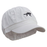 Alligator Silhouette Embroidered Cotton Elastic Newsboy Cap - White OSFM