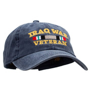 Iraq Veteran Ribbon Embroidered Washed Cotton Brass Buckle Cap