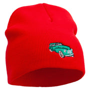 Green Classic Car Embroidered 8 Inch Short Beanie - Red OSFM