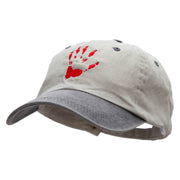 Monster Handprint Embroidered Pigment Dyed Wash Caps