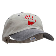 Monster Handprint Embroidered Pigment Dyed Wash Caps