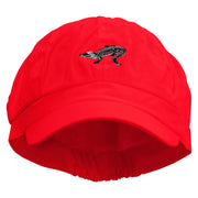 Alligator Silhouette Embroidered Cotton Elastic Newsboy Cap - Red OSFM