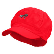 Alligator Silhouette Embroidered Cotton Elastic Newsboy Cap - Red OSFM