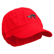 Alligator Silhouette Embroidered Cotton Elastic Newsboy Cap - Red OSFM