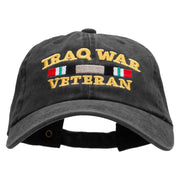 Iraq Veteran Ribbon Embroidered Washed Cotton Brass Buckle Cap