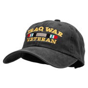 Iraq Veteran Ribbon Embroidered Washed Cotton Brass Buckle Cap