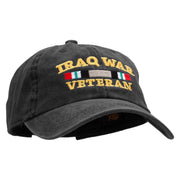 Iraq Veteran Ribbon Embroidered Washed Cotton Brass Buckle Cap