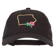 Iowa Wild Prairie with Map Embroidered Unstructured Washed Cap