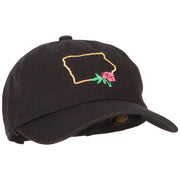 Iowa Wild Prairie with Map Embroidered Unstructured Washed Cap