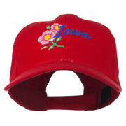 USA State Iowa Wild Rose Embroidered Low Profile Cap