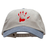 Monster Handprint Embroidered Pigment Dyed Wash Caps