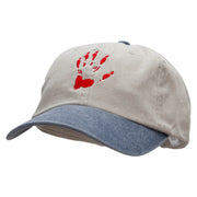 Monster Handprint Embroidered Pigment Dyed Wash Caps