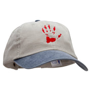 Monster Handprint Embroidered Pigment Dyed Wash Caps