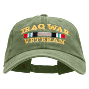 Iraq Veteran Ribbon Embroidered Washed Cotton Brass Buckle Cap