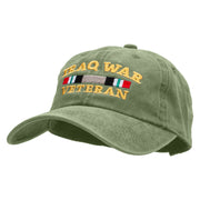 Iraq Veteran Ribbon Embroidered Washed Cotton Brass Buckle Cap