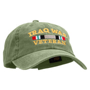 Iraq Veteran Ribbon Embroidered Washed Cotton Brass Buckle Cap