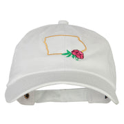 Iowa Wild Prairie with Map Embroidered Unstructured Washed Cap