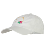 Iowa Wild Prairie with Map Embroidered Unstructured Washed Cap