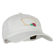 Iowa Wild Prairie with Map Embroidered Unstructured Washed Cap