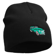 Green Classic Car Embroidered 8 Inch Short Beanie