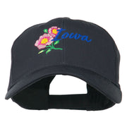 USA State Iowa Wild Rose Embroidered Low Profile Cap