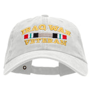 Iraq Veteran Ribbon Embroidered Washed Cotton Brass Buckle Cap