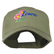 USA State Iowa Wild Rose Embroidered Low Profile Cap