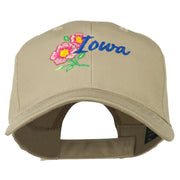 USA State Iowa Wild Rose Embroidered Low Profile Cap