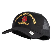 2nd Marine Division Retired Embroidered 6 Panel Structured Cotton Twill Mesh Cap Made in USA - Black OSFM