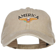 Bald Eagle America Embroidered Washed Cap