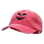 Scary Face Silhouette Embroidered Pigment Dyed Wash Caps