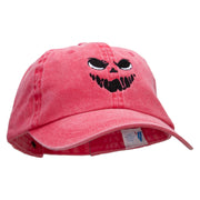 Scary Face Silhouette Embroidered Pigment Dyed Wash Caps