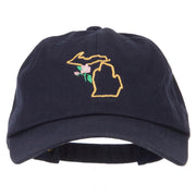 Michigan Apple Blossom with Map Embroidered Unstructured Washed Cap