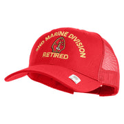 2nd Marine Division Retired Embroidered 6 Panel Structured Cotton Twill Mesh Cap Made in USA - Red OSFM