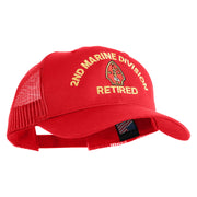2nd Marine Division Retired Embroidered 6 Panel Structured Cotton Twill Mesh Cap Made in USA - Red OSFM