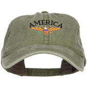 Bald Eagle America Embroidered Washed Cap