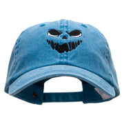 Scary Face Silhouette Embroidered Pigment Dyed Wash Caps