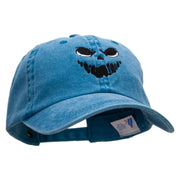 Scary Face Silhouette Embroidered Pigment Dyed Wash Caps