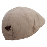 Asia Frog Embroidered Suede Duck Bill Ivy Hat - Tan OSFM