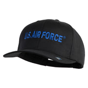 US Air Force Blue Letter Embroidered Solid Cotton Twill Cap - Black OSFM