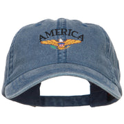 Bald Eagle America Embroidered Washed Cap