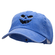 Scary Face Silhouette Embroidered Pigment Dyed Wash Caps