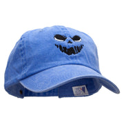 Scary Face Silhouette Embroidered Pigment Dyed Wash Caps