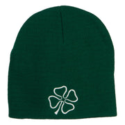 Irish Clover Embroidered Short Beanie