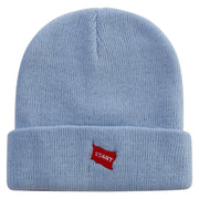 Red Start Flag Embroidered Super Stretch Knit Watch Cap Beanie - Columbia-Blue OSFM