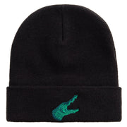 Alligator Embroidered Big Size Acrylic Long Beanies - Black OSFM