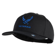 US Air Force Wing with Veteran Embroidered Solid Cotton Cap - Black OSFM
