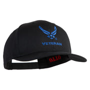 US Air Force Wing with Veteran Embroidered Solid Cotton Cap - Black OSFM